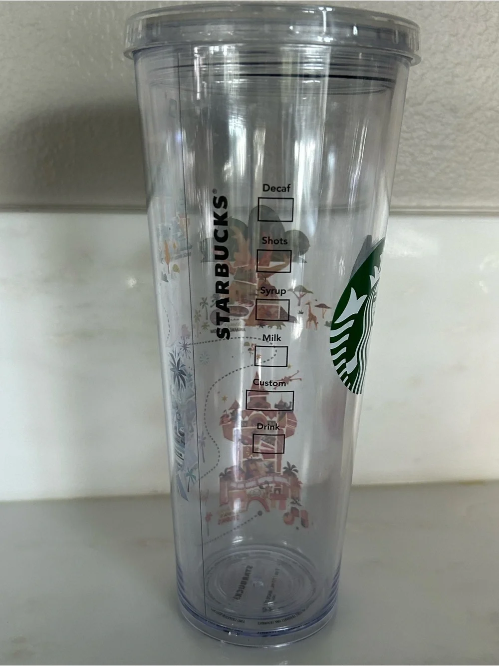 2020 Starbucks Disney World Parks Icons Map Cold Cup Venti Plastic Tumbler 24oz